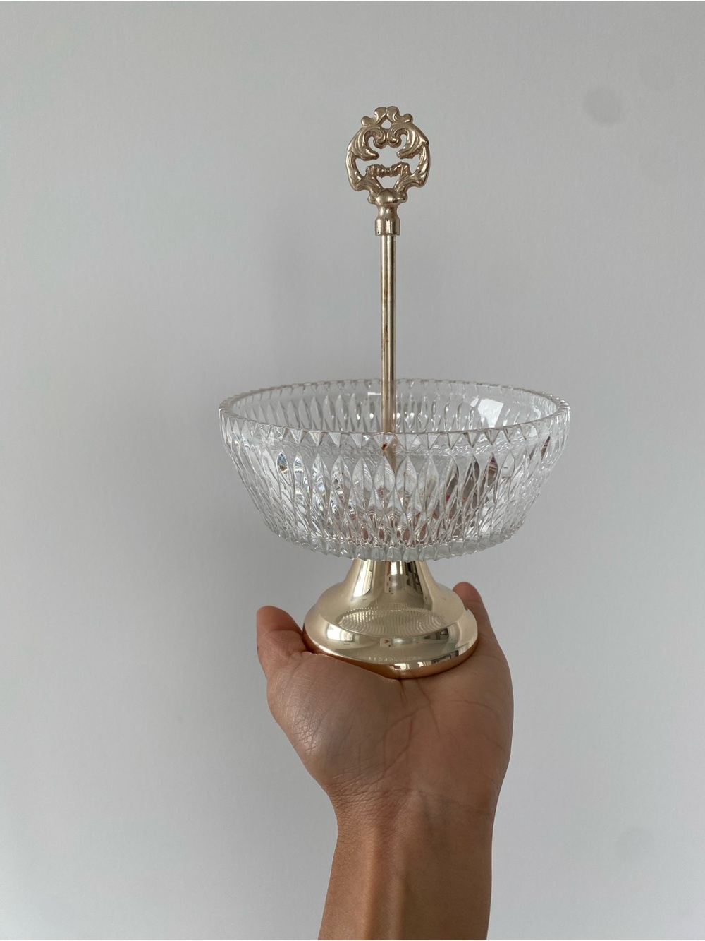Vintage German Silver-Plated Crystal Jewelry Bowl | Vanity Trinket Dish